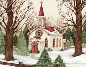 Woodland Church Boxed Christmas Cards de Susan Winget