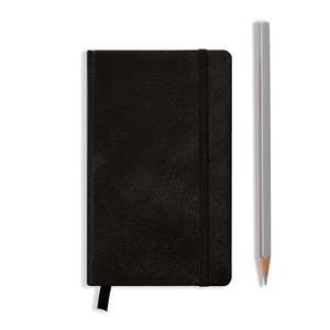 Agendă nedatate Leuchtturm din piele naturală (rigid cover, in a gift box): Negru, Pocket, pagini punctate