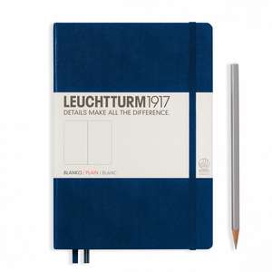 Agendă nedatată Leuchtturm Medium (A5): Navy, pagini albe