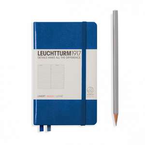 Agendă nedatată Leuchtturm Pocket (A6): Albastru royal, pagini liniate