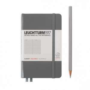 Agendă nedatată Leuchtturm Pocket (A6): Antracit, pagini cu pătrățele