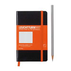 Agendă LEUCHTTURM1917 Whitelines Link® Technologie: Pocket, pagini punctate, negru, cu bandă elastică orange și page marker