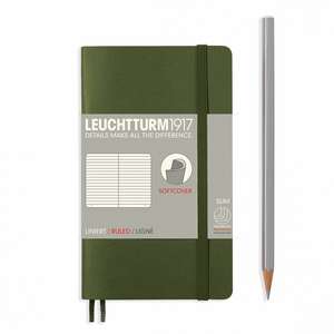 Agendă nedatată Leuchtturm Pocket (A6): Army, pagini liniate