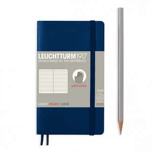 Agendă nedatată Leuchtturm Pocket (A6): Navy, pagini liniate