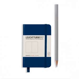 Agendă nedatată Leuchtturm MINI (A7): Navy, pagini albe