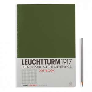 Agendă nedatată Leuchtturm Jottbook: Army, A4, pagini cu pătrățele