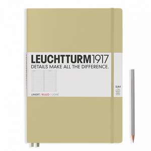 Agendă nedatată Leuchtturm Master Slim (A4+): Sand, 121 pagini liniate