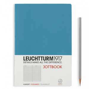 Agendă nedatată Leuchtturm Jottbook: Albastru nordic, Medium, pagini cu pătrățele