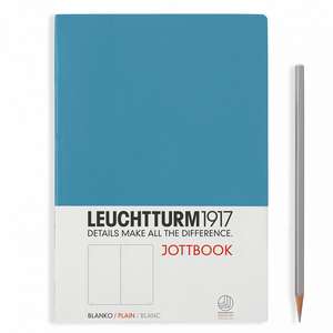 Agendă nedatată Leuchtturm Jottbook: Albastru nordic, A4, pagini albe