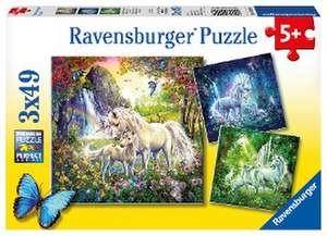 Schöne Einhörner. Puzzle 3 X 49 Teile