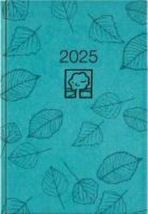 Buchkalender türkis 2025 - Bürokalender 14,5x21 cm - 1 Tag auf 1 Seite - Kartoneinband, Recyclingpapier - Stundeneinteilung 7 - 19 Uhr - 876-0717 de Zettler Kalender