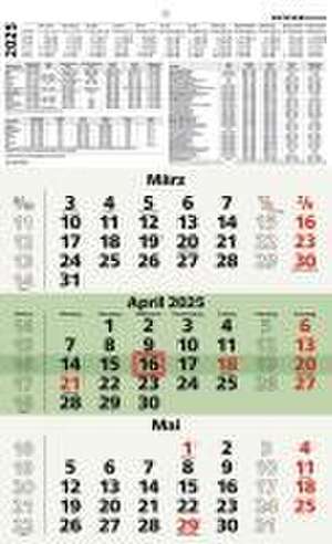 3-Monatskalender Recycling 2025 - 29,7x48,8 cm - mit Kopftafel und Datumsschieber - Blauer Engel - Mehrmonatsplaner - 956-0700 de Zettler Kalender