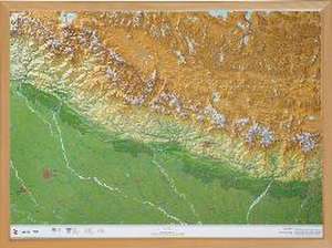 Nepal Gross 1:1.150.000 mit Naturholzrahmen de André Markgraf