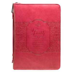 Bible Cover - Lux-Leather - Faith - Pink - Large