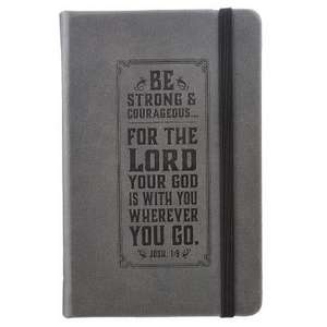 Notepad Lux-Leather Gray - Be Strong and Courageous