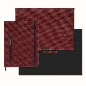 Moleskine Ltd. Ed. Shine XL Ruled Hardcover Notebook, Document Envelope, Fountain Pen Collector's Box Metallic Red de Moleskine