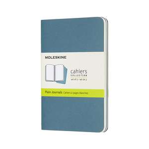 Set Of 3 Moleskine Pocket Plain Cahier Journals: Brisk Blue de Moleskine