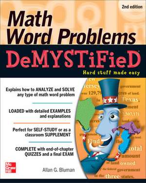 Math Word Problems Demystified 2/E de Allan Bluman