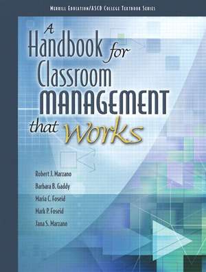 A Handbook for Classroom Management That Works de Robert J. Marzano