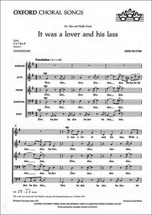 It was a lover and his lass: No. 1 of Birthday Madrigals de John Rutter