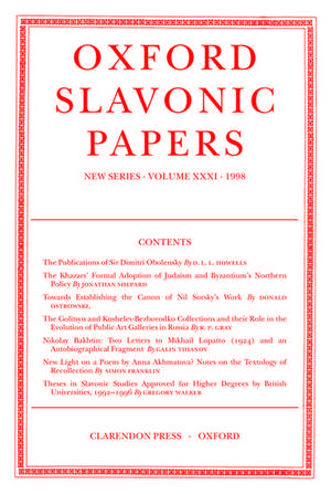 Oxford Slavonic Papers: Volume XXXI (1998) de C. M. MacRobert