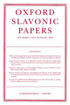 Oxford Slavonic Papers: Volume XXXIII (2000) de G. S. Smith