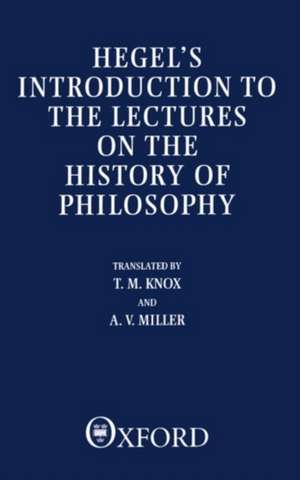 Introduction to the Lectures on the History of Philosophy de Gwf Hegel