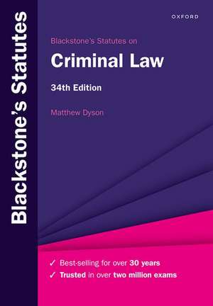 Blackstone's Statutes on Criminal Law de Matthew Dyson