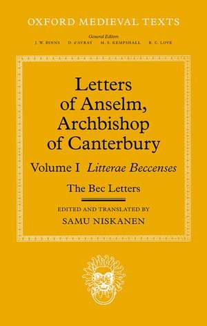 Letters of Anselm, Archbishop of Canterbury: Volume I de Samu Niskanen