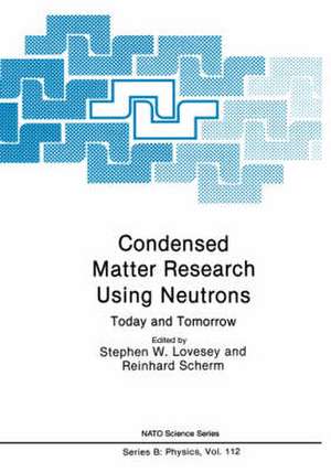 Condensed Matter Research Using Neutrons: Today and Tomorrow de Stephen W. Lovesey