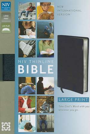 NIV, Thinline Bible, Large Print, Bonded Leather, Navy, Red Letter Edition de Zondervan