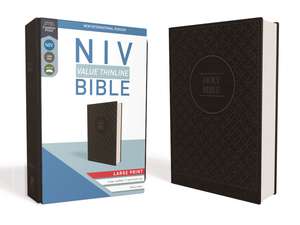 NIV, Value Thinline Bible, Large Print, Leathersoft, Gray/Black, Comfort Print de Zondervan