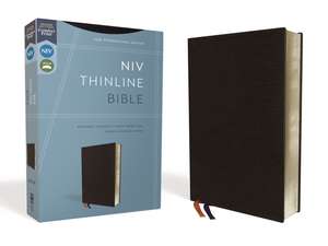 NIV, Thinline Bible, Bonded Leather, Black, Red Letter, Comfort Print de Zondervan