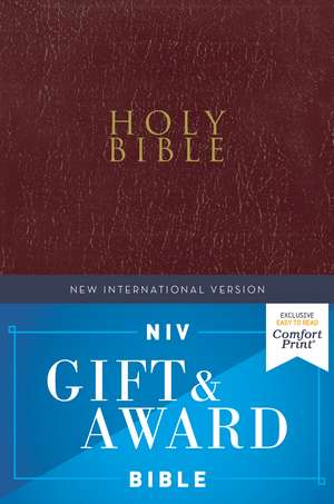 NIV, Gift and Award Bible, Leather-Look, Burgundy, Red Letter, Comfort Print de Zondervan