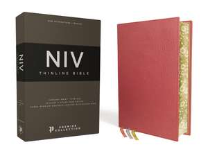 NIV, Thinline Bible, Premium Goatskin Leather, Coral, Premier Collection, Black Letter, Gauffered Edges, Comfort Print de Zondervan