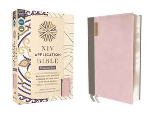 NIV Application Bible, Personal Size, Leathersoft, Pink/Gray, Red Letter, Comfort Print de Zondervan