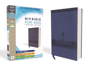 NIV, Bible for Kids, Large Print, Leathersoft, Blue, Red Letter, Comfort Print: Thinline Edition de Zondervan