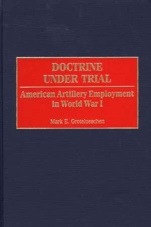 Doctrine Under Trial: American Artillery Employment in World War I de Dr Mark E. Grotelueschen