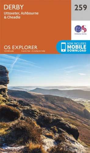 Ordnance Survey: Derby, Uttoxeter, Ashbourne and Cheadle