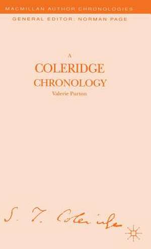 A Coleridge Chronology de Valerie Purton