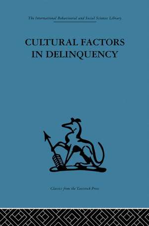 Cultural Factors in Delinquency de R. H Ahrenfeldt