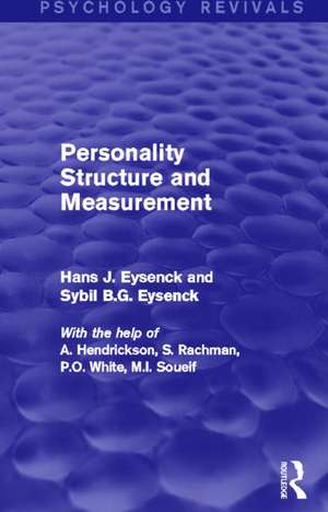 Personality Structure and Measurement de Hans J. Eysenck