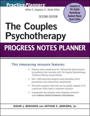 The Couples Psychotherapy Progress Notes Planner de Arthur E Jongsma