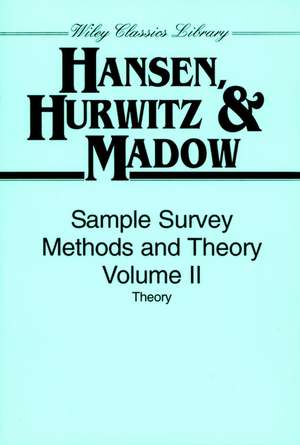 Sample Survey Methods and Theory, Volume 2 de Morris H Hansen