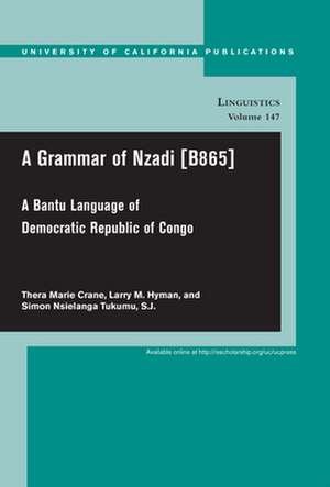 A Grammar of Nzadi (B865) – A Bantu Language of Democratic Republic of Congo V147 de Thera Marie Crane