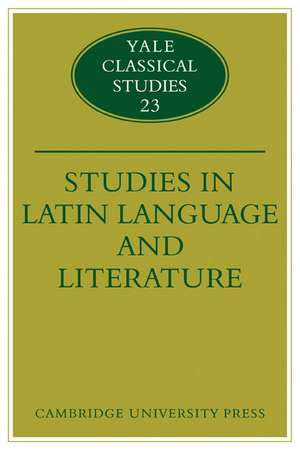 Studies in Latin Language and Literature de Thomas Cole