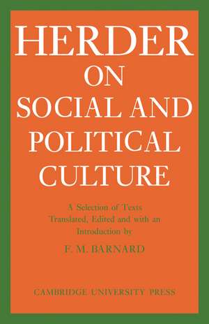 J. G. Herder on Social and Political Culture de J. G. Herder