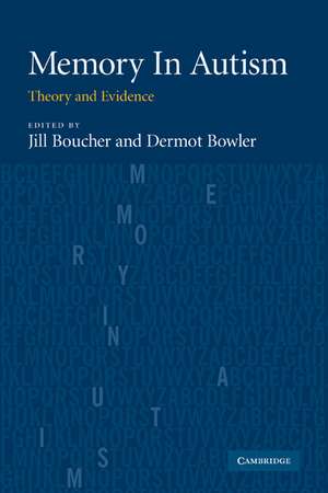 Memory In Autism: Theory and Evidence de Jill Boucher