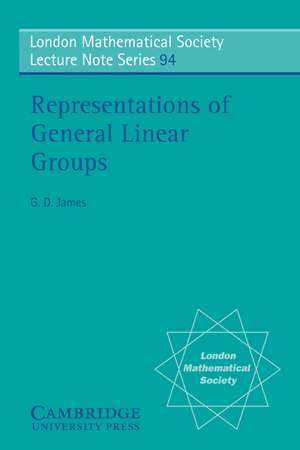 Representations of General Linear Groups de G. D. James