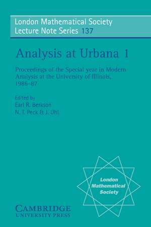 Analysis at Urbana: Volume 1, Analysis in Function Spaces de E. Berkson